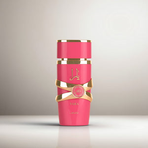 Yara Candy perfume by Lattafa featuring notes of strawberry fizz candy, green mandarin, and vanilla syrup