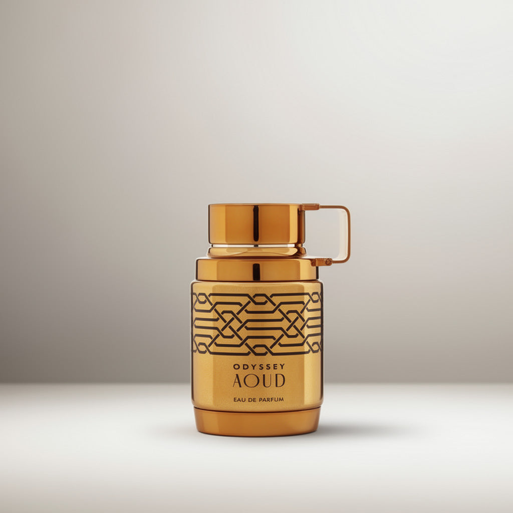Odyssey Aoud perfume by Armaf featuring notes of saffron, nutmeg, lavender, and rich oud