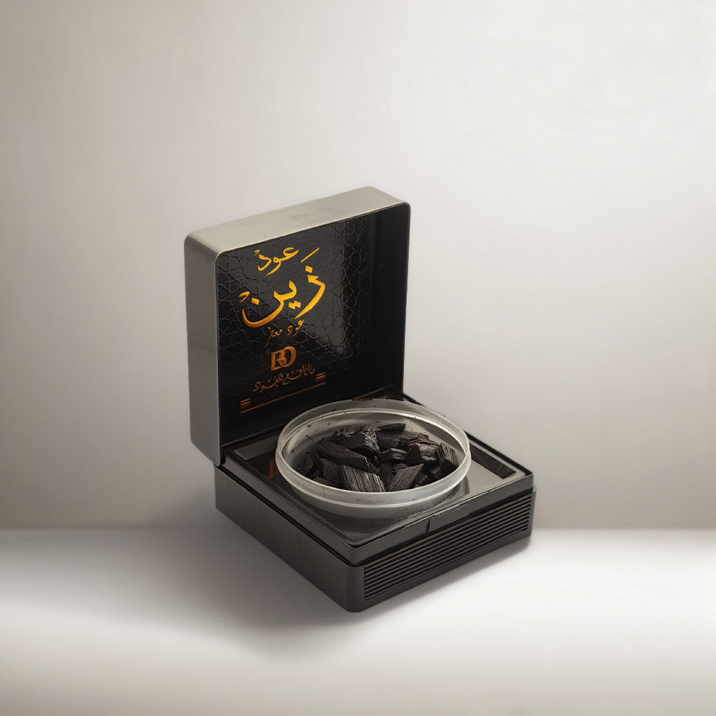 Bukhoor Oud Zain premium incense featuring the authentic aroma of luxurious evaporated oud