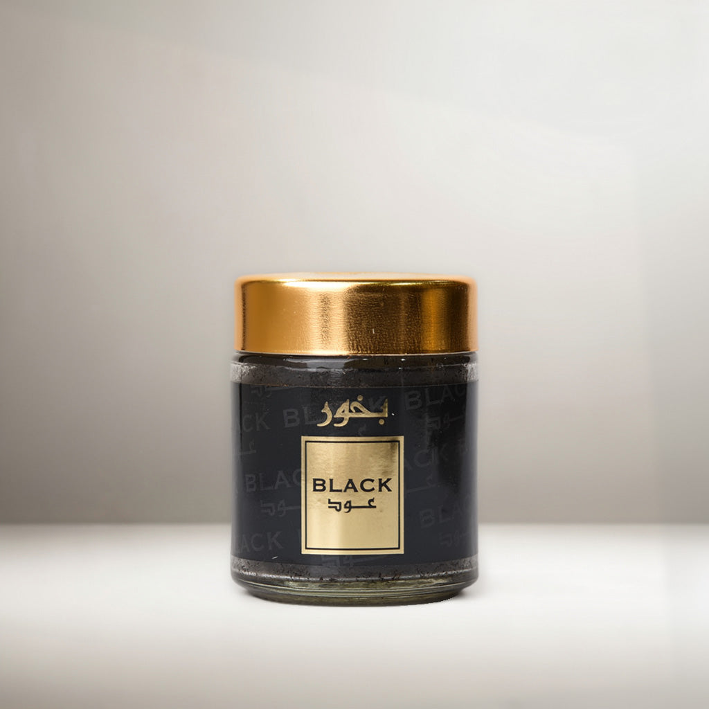 Bukhoor Mabsous Black Oud featuring a blend of oriental and French perfumes with natural oud pieces